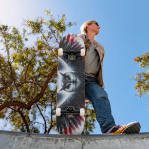 Skateboard Búho Celestial Cósmico Místico