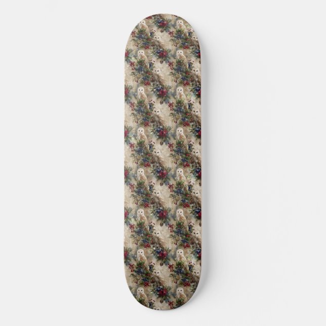 Skateboard Búho Floral Encantador (Anverso)