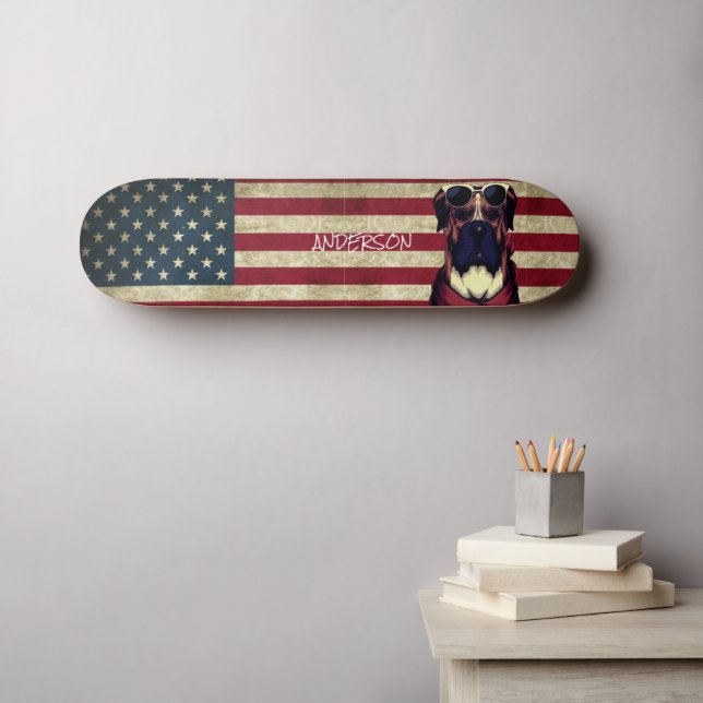 Skateboard Bulldog estadounidense personalizado (Arte de pared (horz))