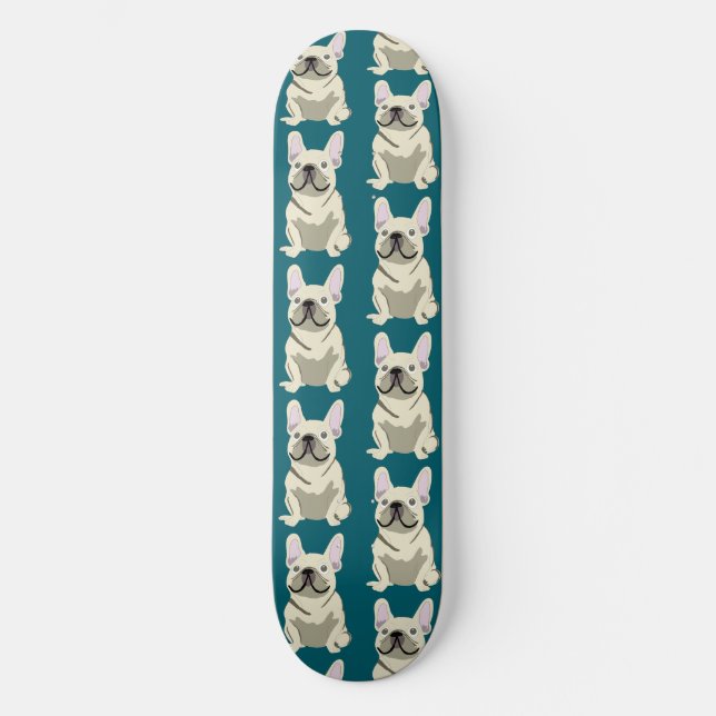 Skateboard Bulldog Francés Crema (Anverso)