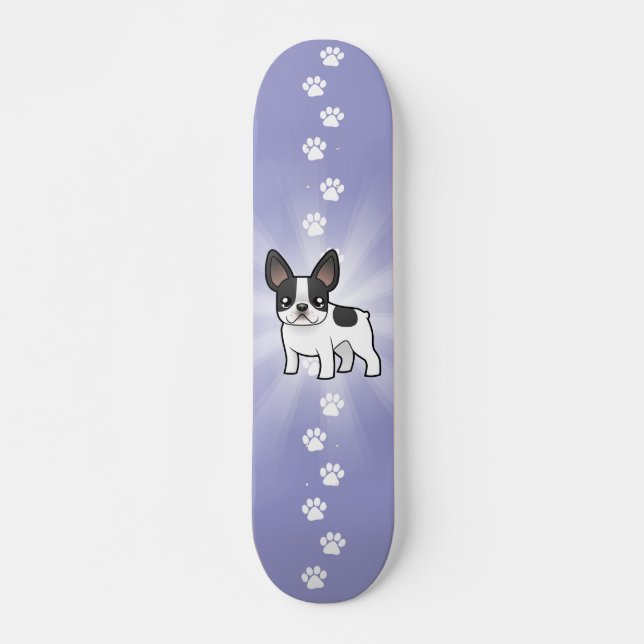 Skateboard Bulldog francés del dibujo animado (Anverso )