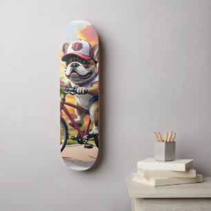 Skateboard Bulldog francés en bicicleta French Bulldog