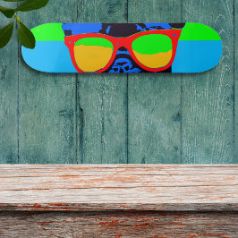 Skateboard Bulldog francés lindo con gafas Estilo pop