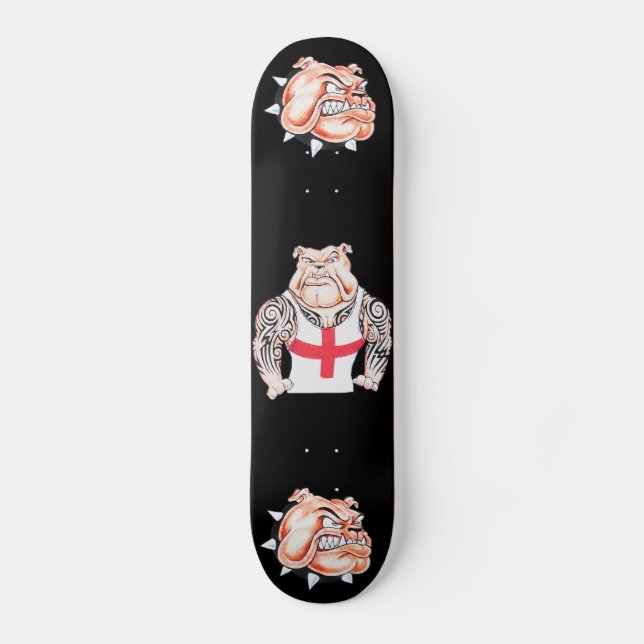 Skateboard Bulldog inglés con los tatuajes tribales (Anverso)