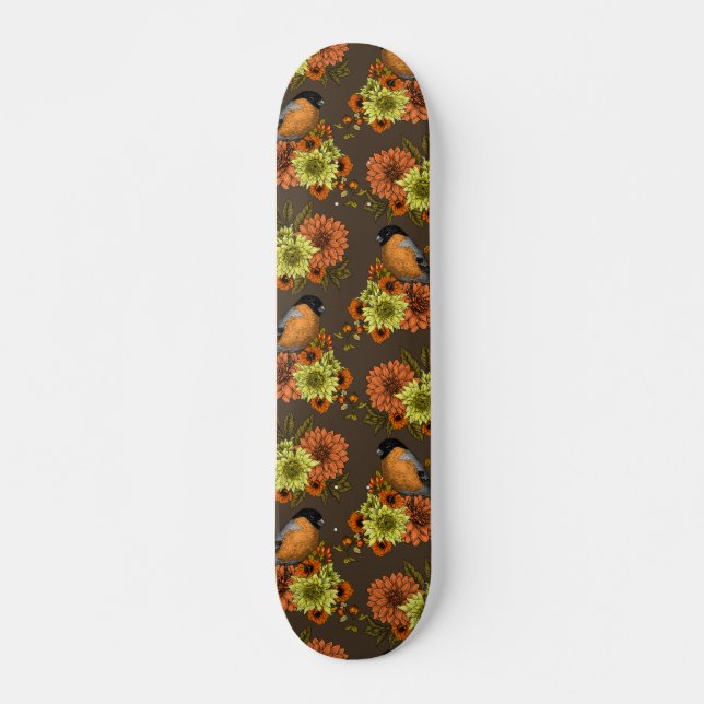 Skateboard Bullfinch en florales otoñales (Anverso )