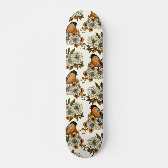 Skateboard Bullfinch en florales otoñales 2 (Anverso )