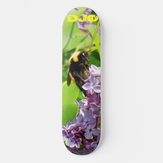 Skateboard Bumblebee en Lilac Bush con tus iniciales (Anverso)