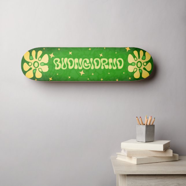 Skateboard ¡Buongiorno! Floral de inspiración italiana vibran (Arte de pared (horz))