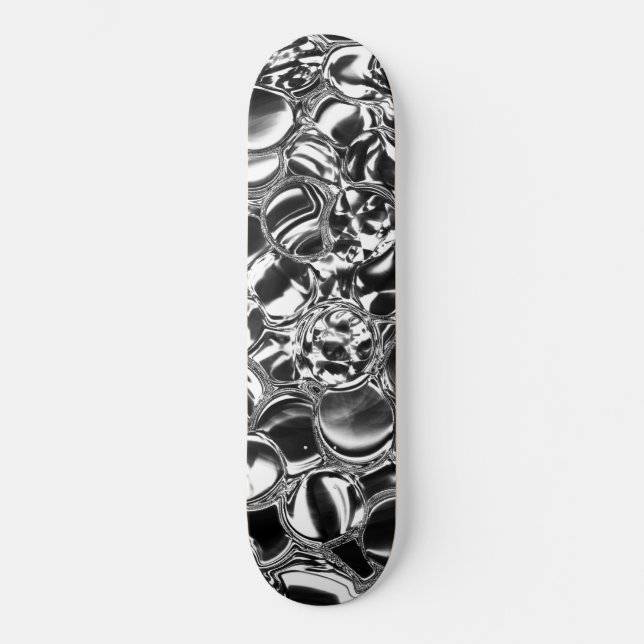 Skateboard Burbujas de plata con tono de vidrio o metal  (Anverso)