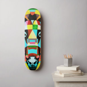 Skateboard Burro Colorido Arte Geométrico Abstracto