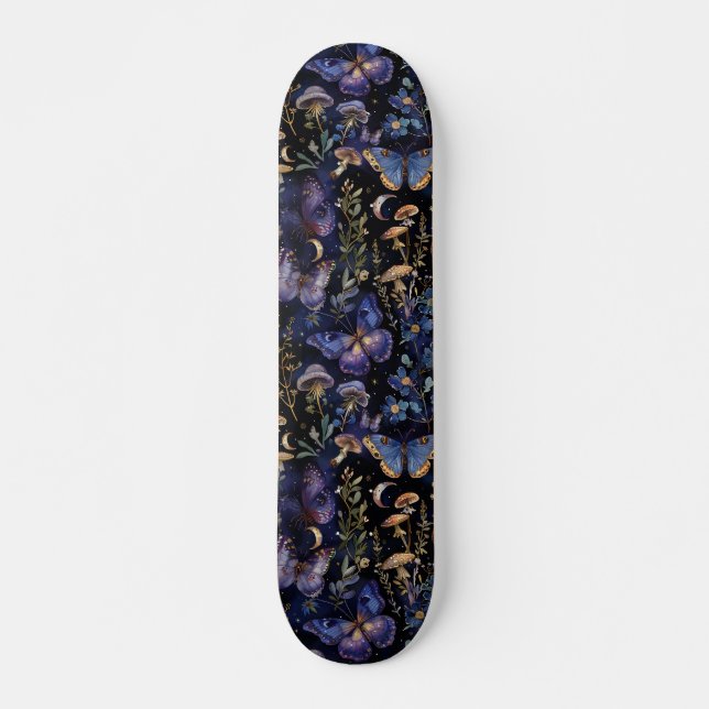 Skateboard Butterfly Floral Celestial Mystical Dark Pattern (Anverso )
