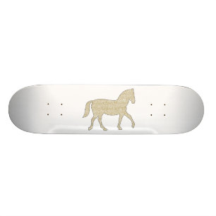 Skateboard Caballo - modelo geométrico - beige y blanco