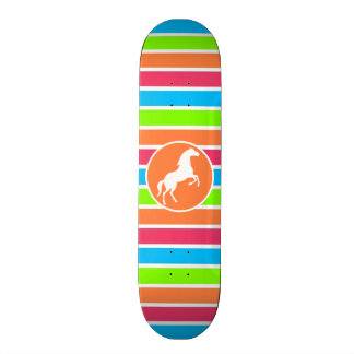 Skateboard Caballo; Naranja Neón Tiras verdes rosas