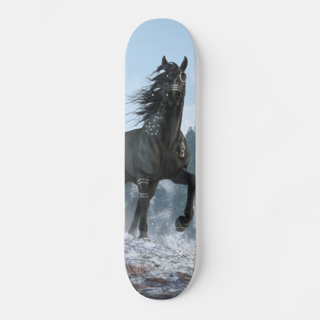 Skateboard Caballo negro en pintura de guerra (Anverso)