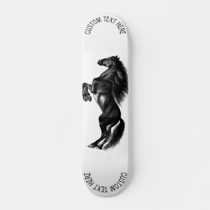 Skateboard Caballo salvaje negro vertical - Dibujo - Añadir e