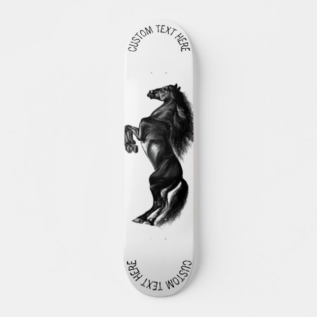 Skateboard Caballo salvaje negro vertical - Dibujo - Añadir e (Anverso )