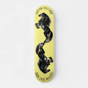 Skateboard Caballo salvaje negro vertical - Dibujo - Añadir e