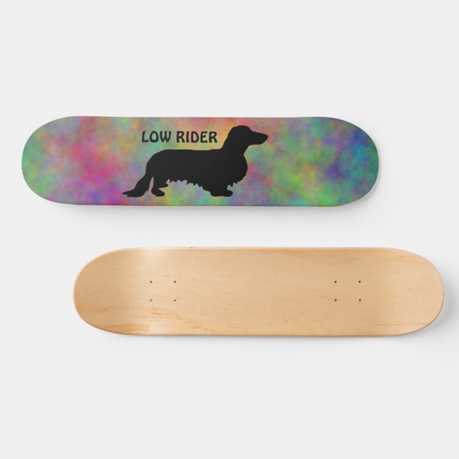 Skateboard Cabello largo de Dachshund - Silhouette 1 (Horz)