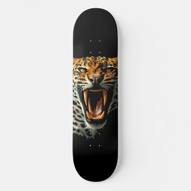 Skateboard Cabeza de ataque ruidosa de leopardo (Anverso)