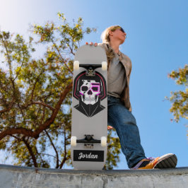 Skateboard Cabeza de cráneo con nombre personalizado de casco