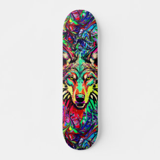 Skateboard Cabeza de lobo colorida - Cubierta de patinaje Wol
