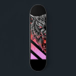 Skateboard Cabeza de Lobo Rosa<br><div class="desc">Este diseño se puede personalizar eligiendo la opción personalizar para añadir texto o realizar otros cambios. Si este producto tiene la opción de transferir el diseño a otro artículo, asegúrese de ajustar el diseño para que se ajuste si es necesario. Contáctame en colorflowcreations@gmail.com si deseas tener este diseño en otro...</div>