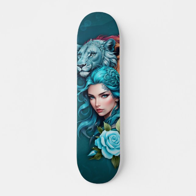 Skateboard Cabeza de mujer hermosa con ojos expresivos (Anverso )