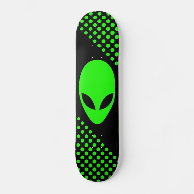 Skateboard Cabeza verde de neón del extranjero de espacio (Anverso)