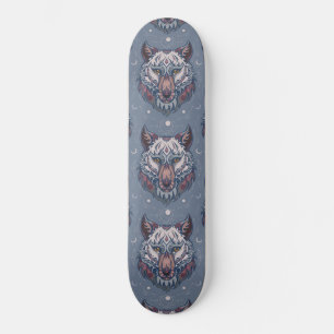 Skateboard Cabezas de lobo con decoración de boho