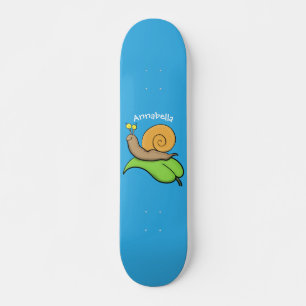 Skateboard Caca, caracol feliz en un ilustracion personalizad
