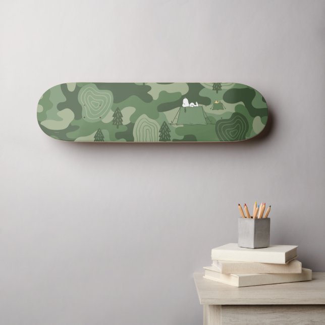 Skateboard Cacahuetes | Campamento de camuflaje Snoopy & Wood (Arte de pared (horz))