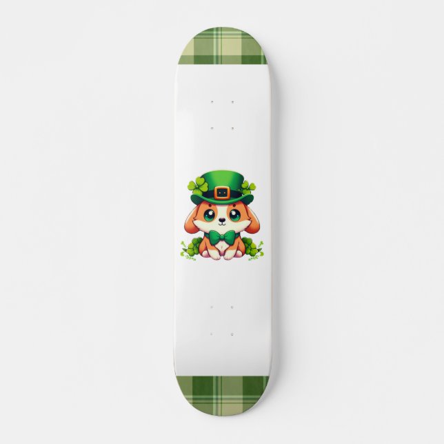 Skateboard cachorro del día de San Patricio (Anverso )