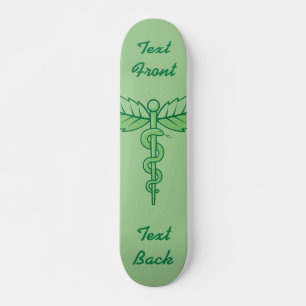 Skateboard Caduceus con hojas en el tablero