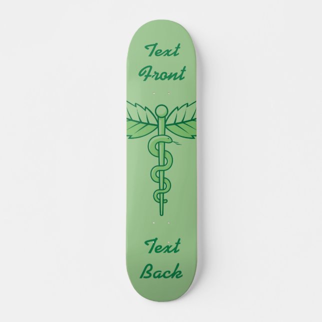 Skateboard Caduceus con hojas en el tablero (Anverso )