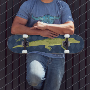 Skateboard Caimán Verde Gráfico Realista Personalizado