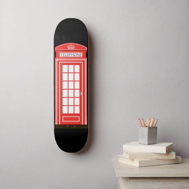 Skateboard Caja telefónica clásica de Londres (Arte de la pared)