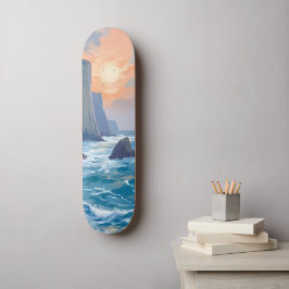 Skateboard Cala al pie del acantilado | Pintura en acuarela d