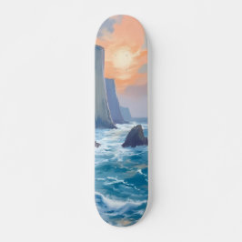 Skateboard Cala al pie del acantilado | Pintura en acuarela d