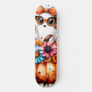 Skateboard Calabaza acuarela de caída floral