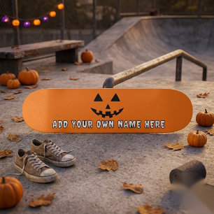 Skateboard Calabaza Naranja Personalizada de Halloween con Tu