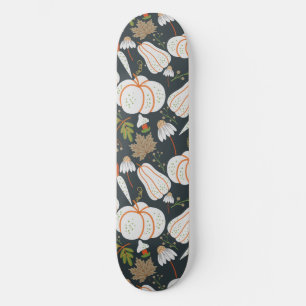 Skateboard Calabaza sin soldadura patrón floral blanco y negr