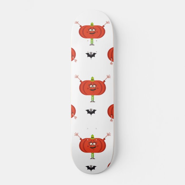 Skateboard Calabazas de halloween, patrón de araña y murciéla (Anverso)