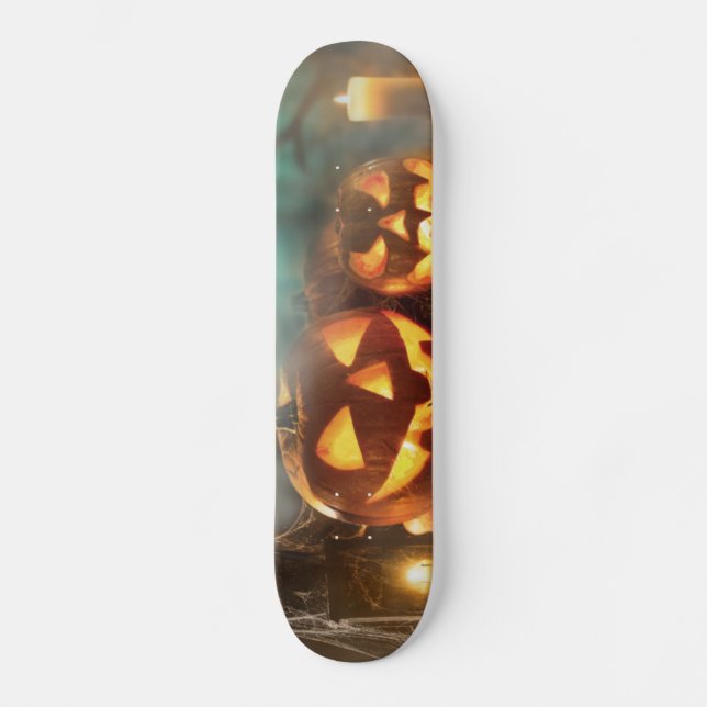 Skateboard Calabazas y murciélagos de Halloween (Anverso)