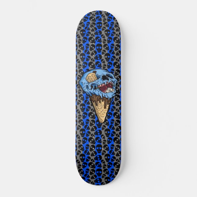 Skateboard Calavera aleatoria Helado azul Crema de cráneo Gra (Anverso)