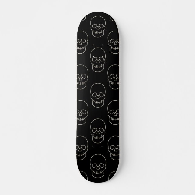 Skateboard Calavera - Blanco negro y blanco hueso (Anverso )
