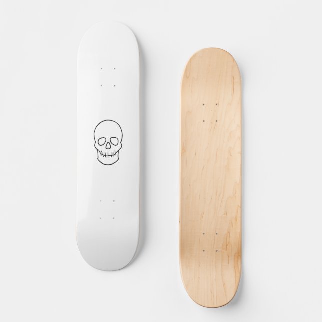 Skateboard Calavera - Blanco y negro (Anverso)