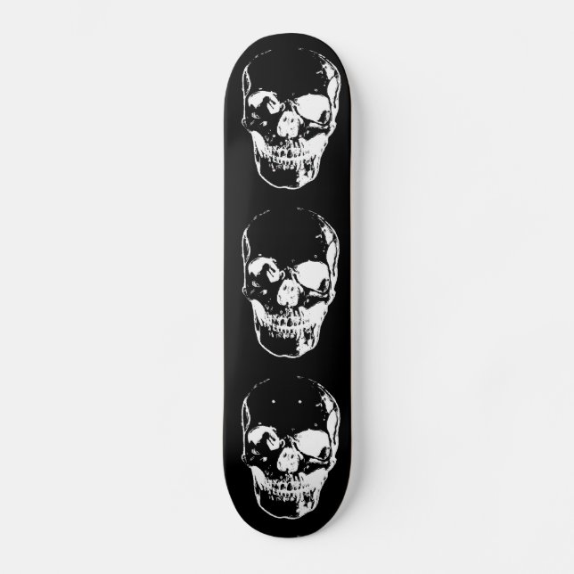 Skateboard Calavera - Blanco y negro (Anverso)