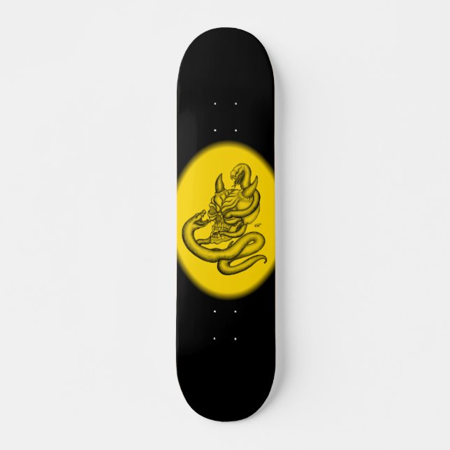 Skateboard Calavera - cabezas del diablo con serpiente (Anverso )