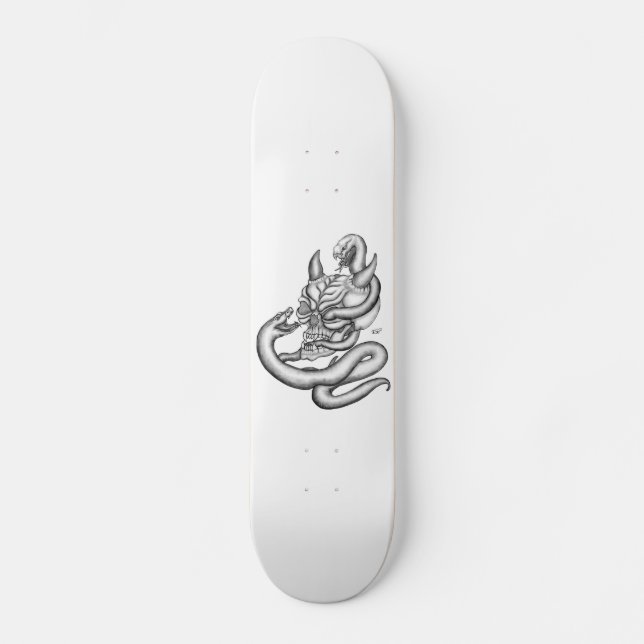 Skateboard Calavera - cabezas del diablo con serpiente (Anverso)