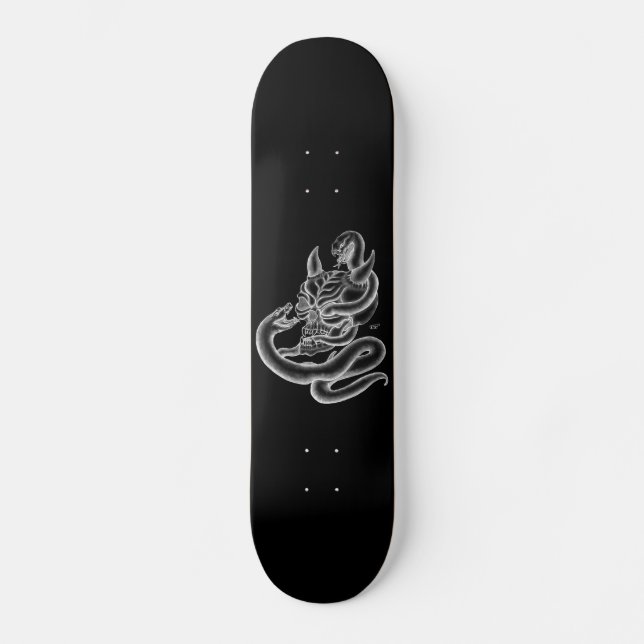 Skateboard Calavera - cabezas del diablo con serpiente (Anverso)